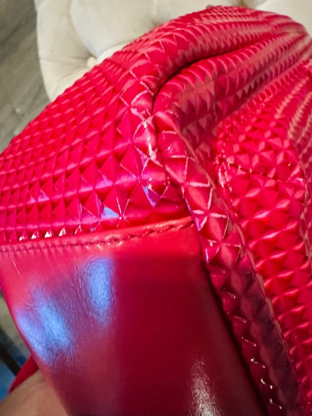Nicki Minaj JOY Pink Metallic Studded Backpack Hot Pink Faux Leather